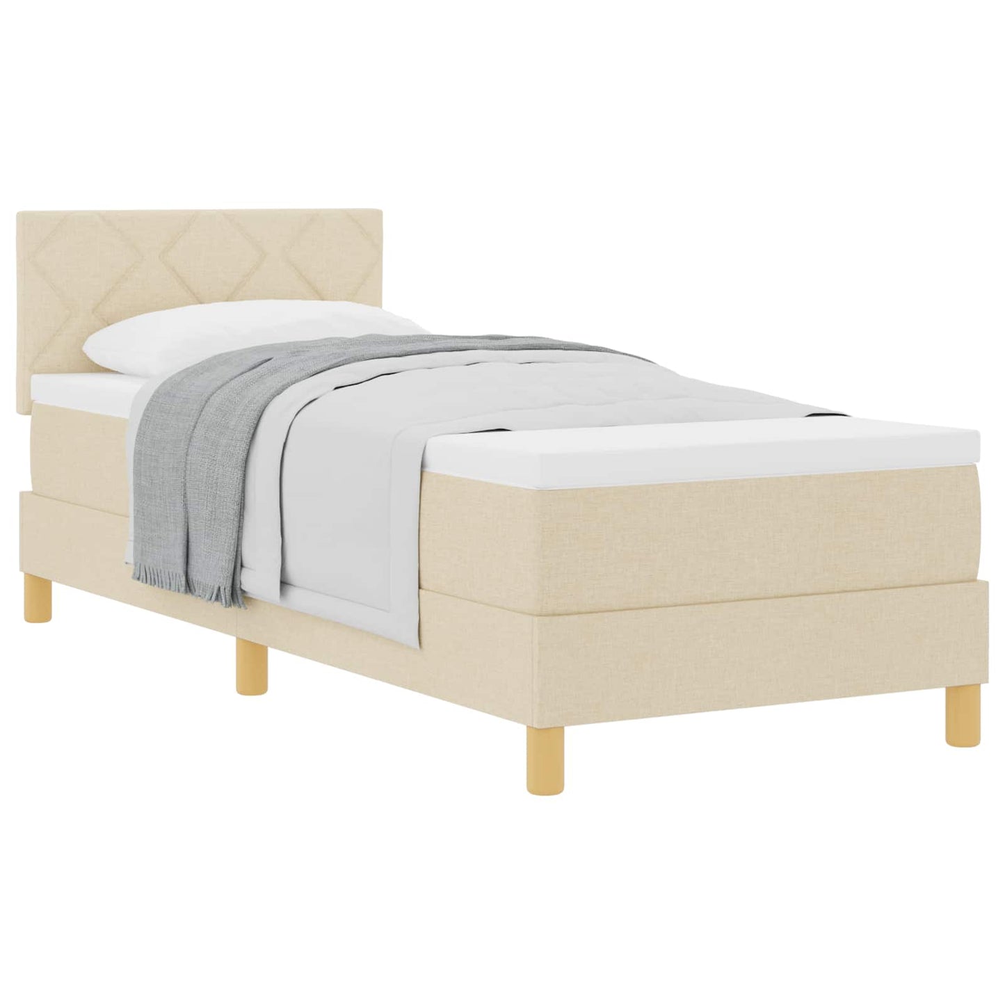 Letto a molle con materasso Crema 80 x 200 cm Tessuto