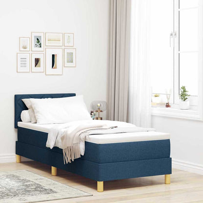 Letto a molle con cuscino con testiera Blu 80 x 200 cm Tessuto | homemem39