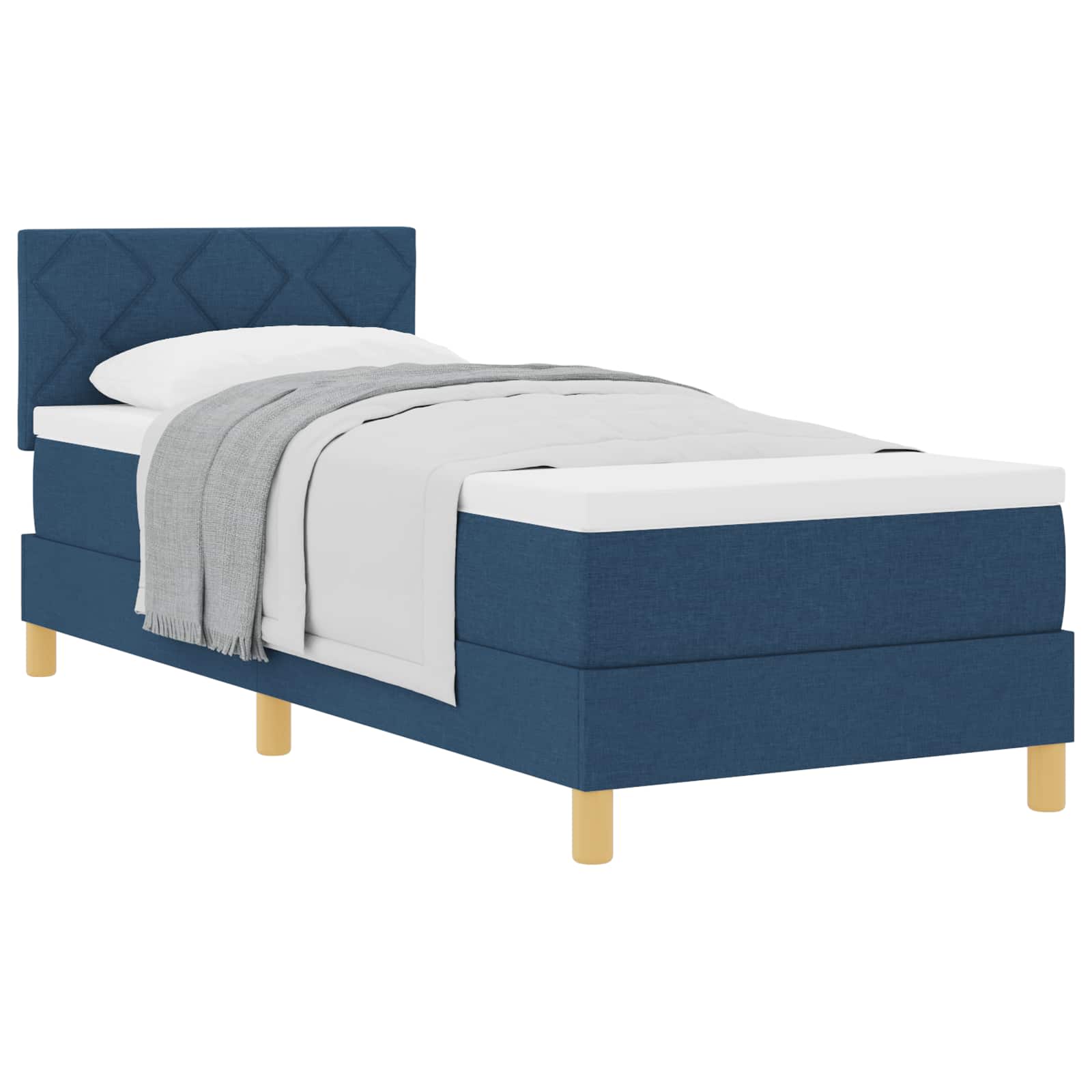 Letto a molle con cuscino con testiera Blu 80 x 200 cm Tessuto | homemem39