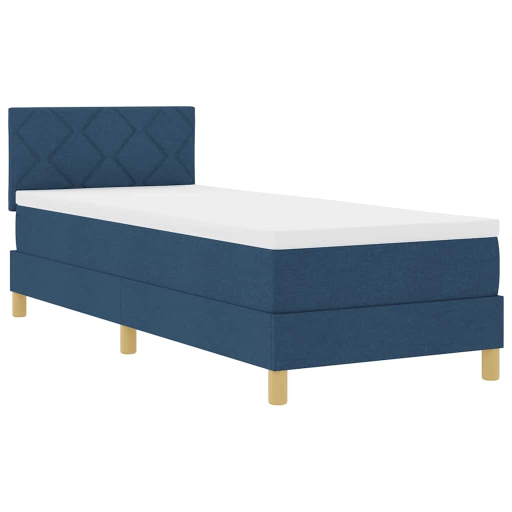 Letto a molle con cuscino con testiera Blu 80 x 200 cm Tessuto | homemem39