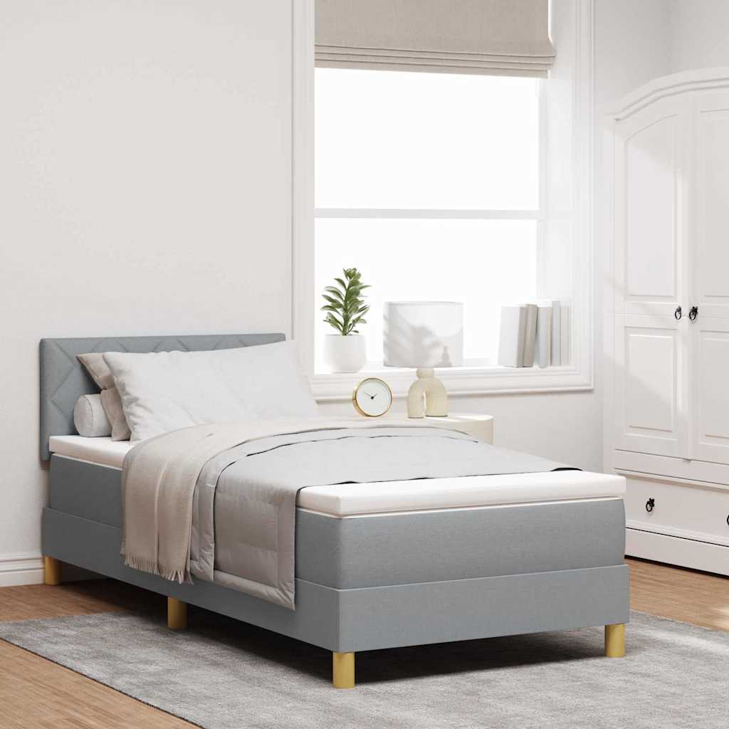 Letto a molle con cuscino Grigio chiaro 90 x 190 cm Tessuto | homemem39