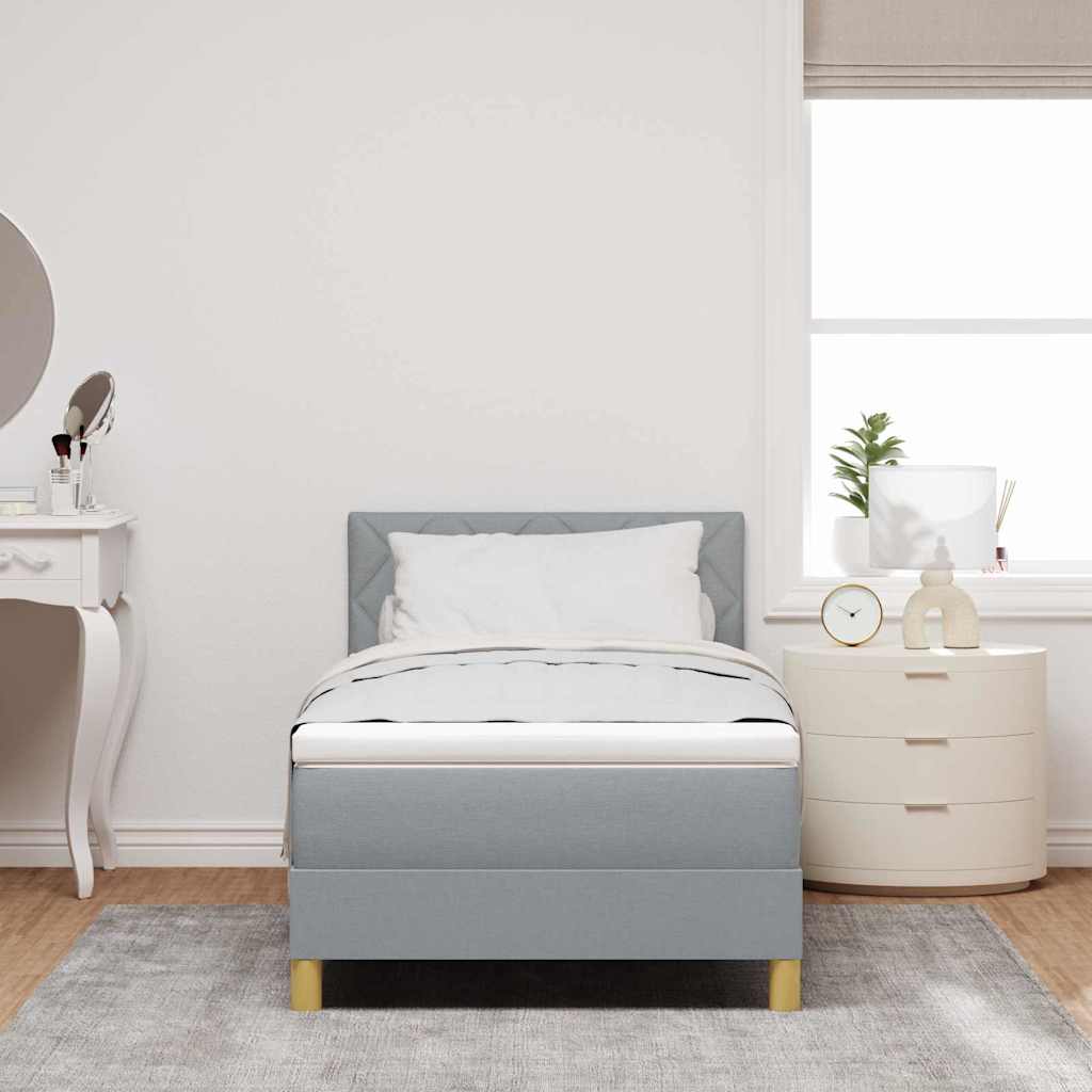 Letto a molle con cuscino Grigio chiaro 90 x 190 cm Tessuto | homemem39