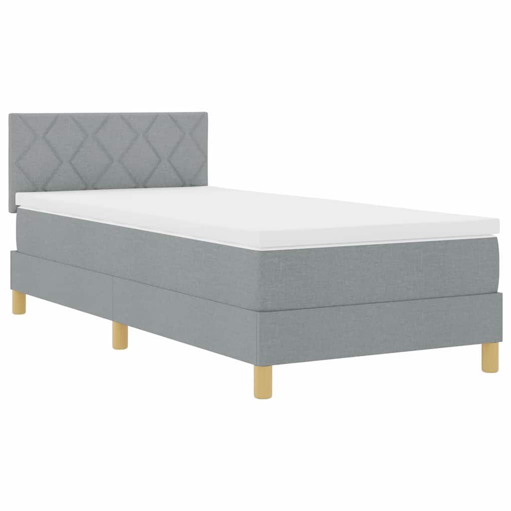 Letto a molle con cuscino Grigio chiaro 90 x 190 cm Tessuto | homemem39