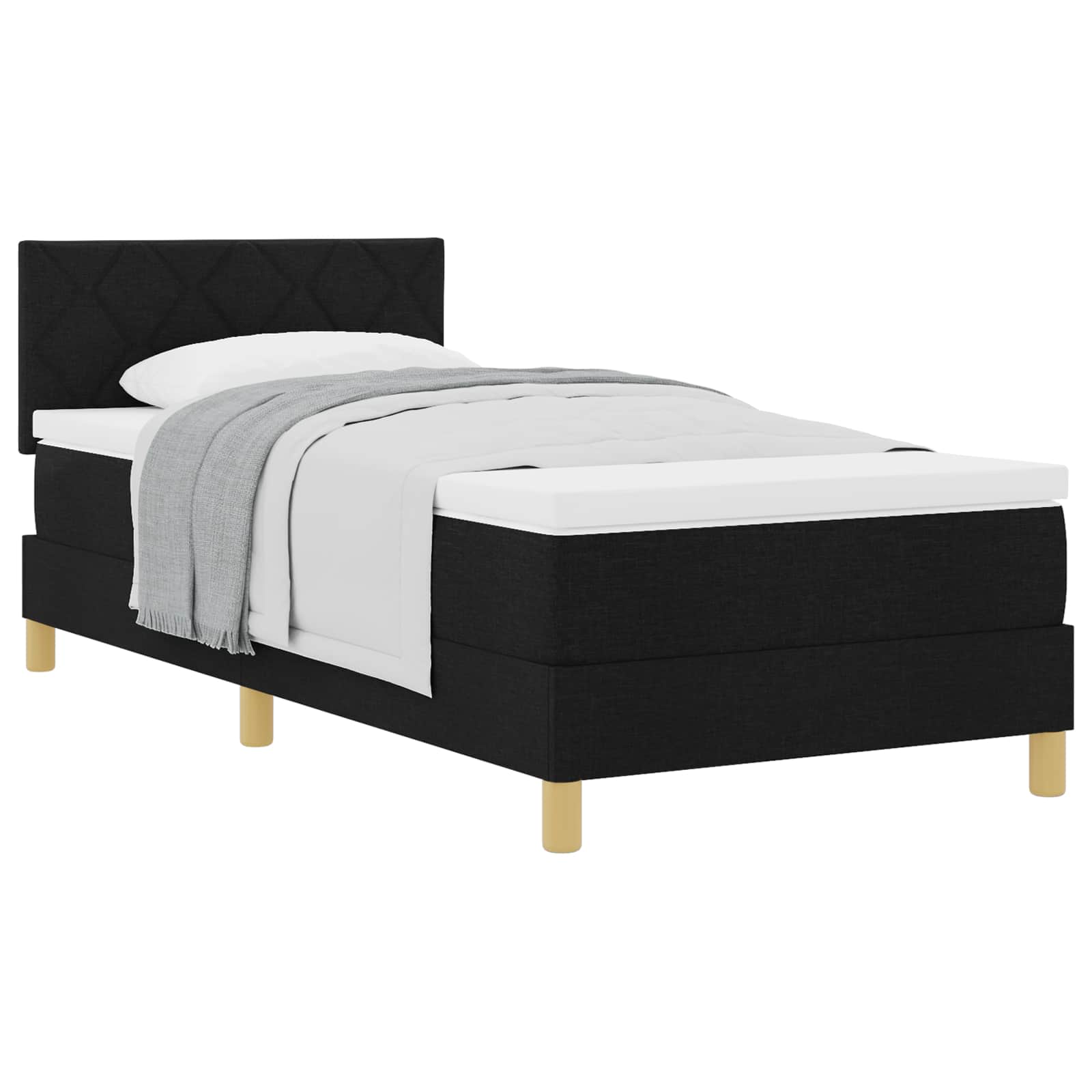 Letto a molle con cuscino con testiera Nero 90 x 190 cm Tessuto | homemem39