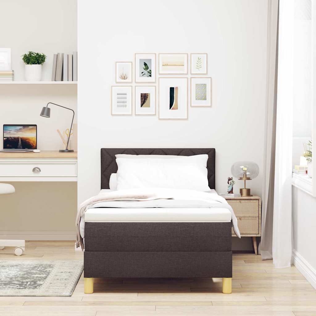 Letto a molle con cuscino Marrone Scuro 90 x 200 cm Tessuto | homemem39