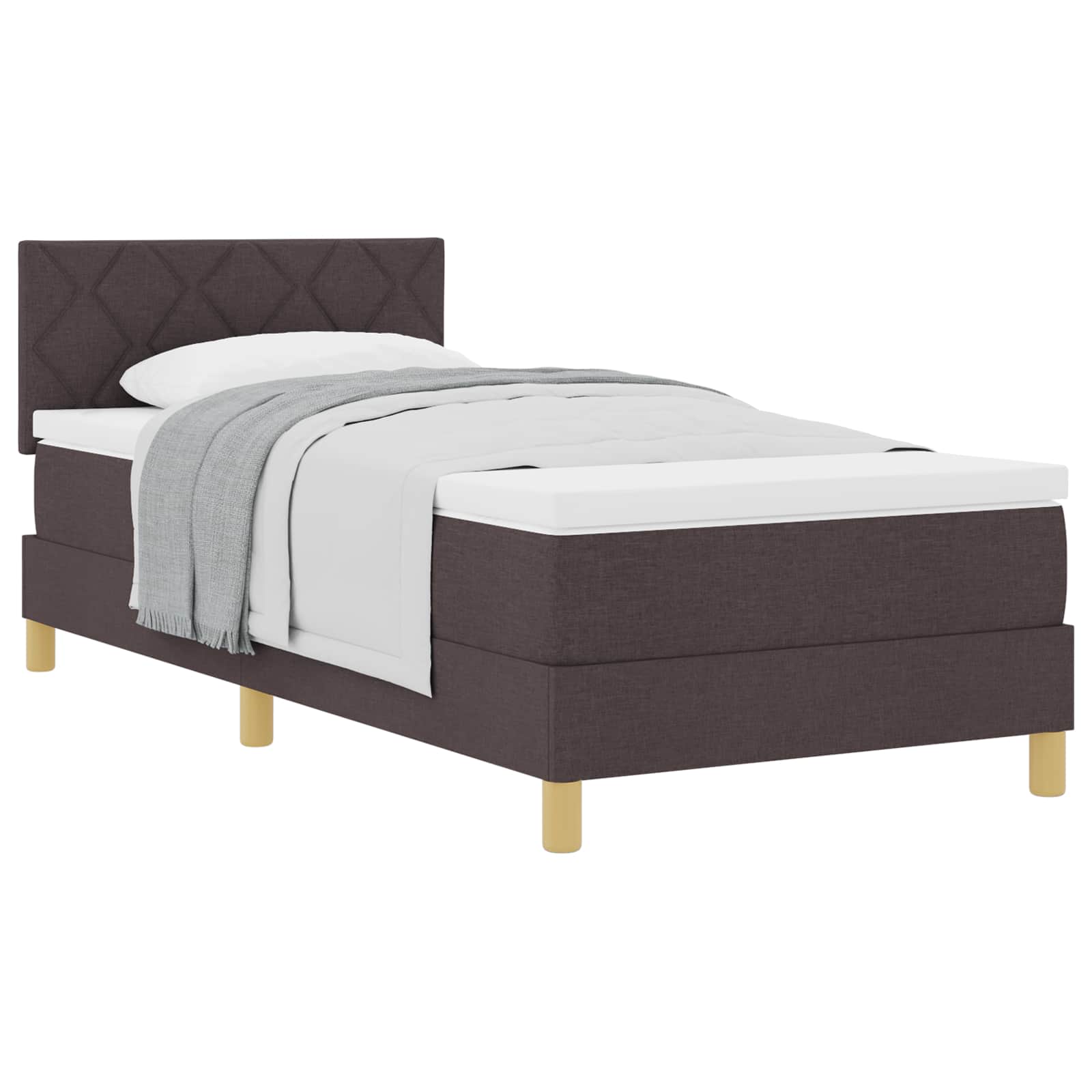 Letto a molle con cuscino Marrone Scuro 90 x 200 cm Tessuto | homemem39