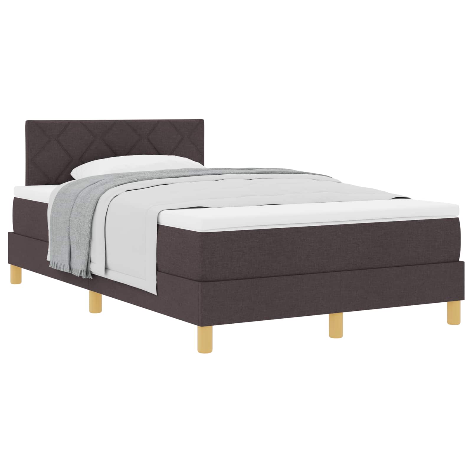 Letto a molle con cuscino Marrone Scuro 120 x 190 cm Tessuto | homemem39