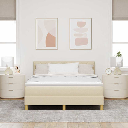 Letto a molle con cuscino Crema 140 x 200 cm Tessuto