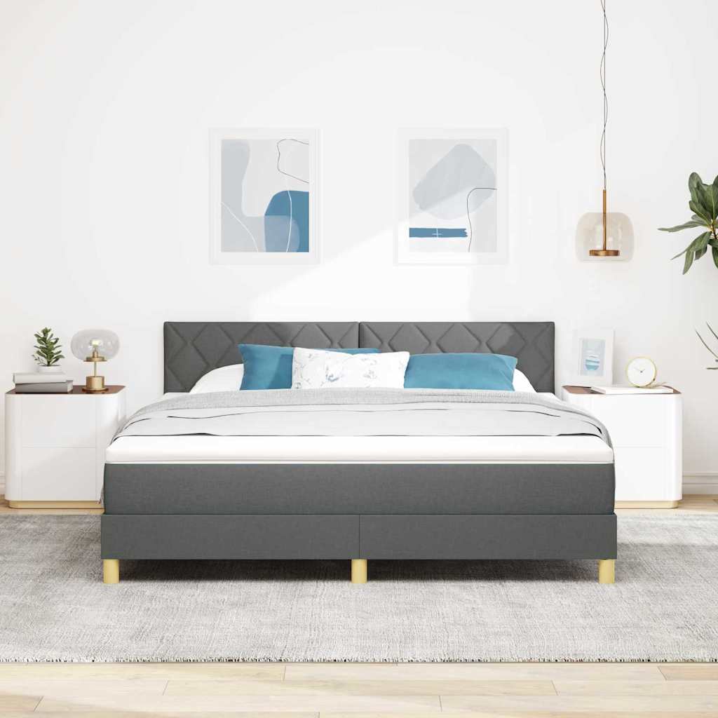 Letto a molle con cuscino Grigio scuro 180 x 200 cm Tessuto