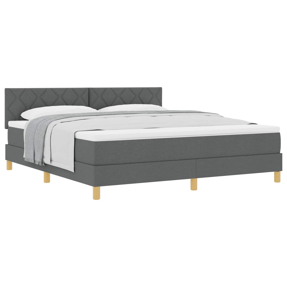 Letto a molle con cuscino Grigio scuro 180 x 200 cm Tessuto