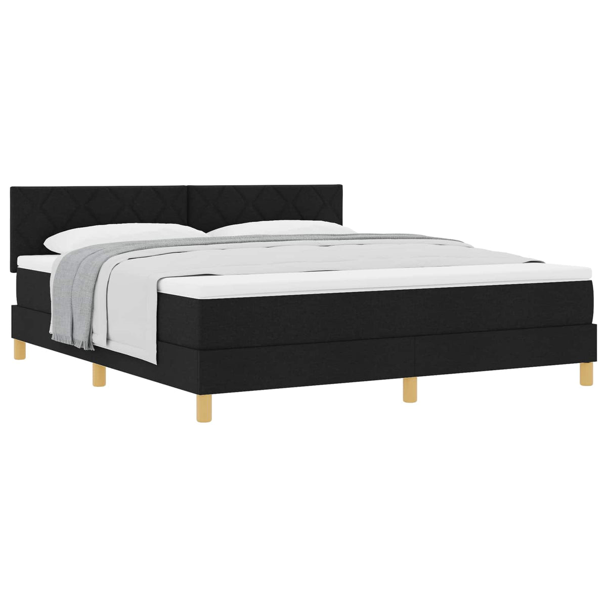 Letto a molle con cuscino Nero 180 x 200 cm Tessuto | homemem39