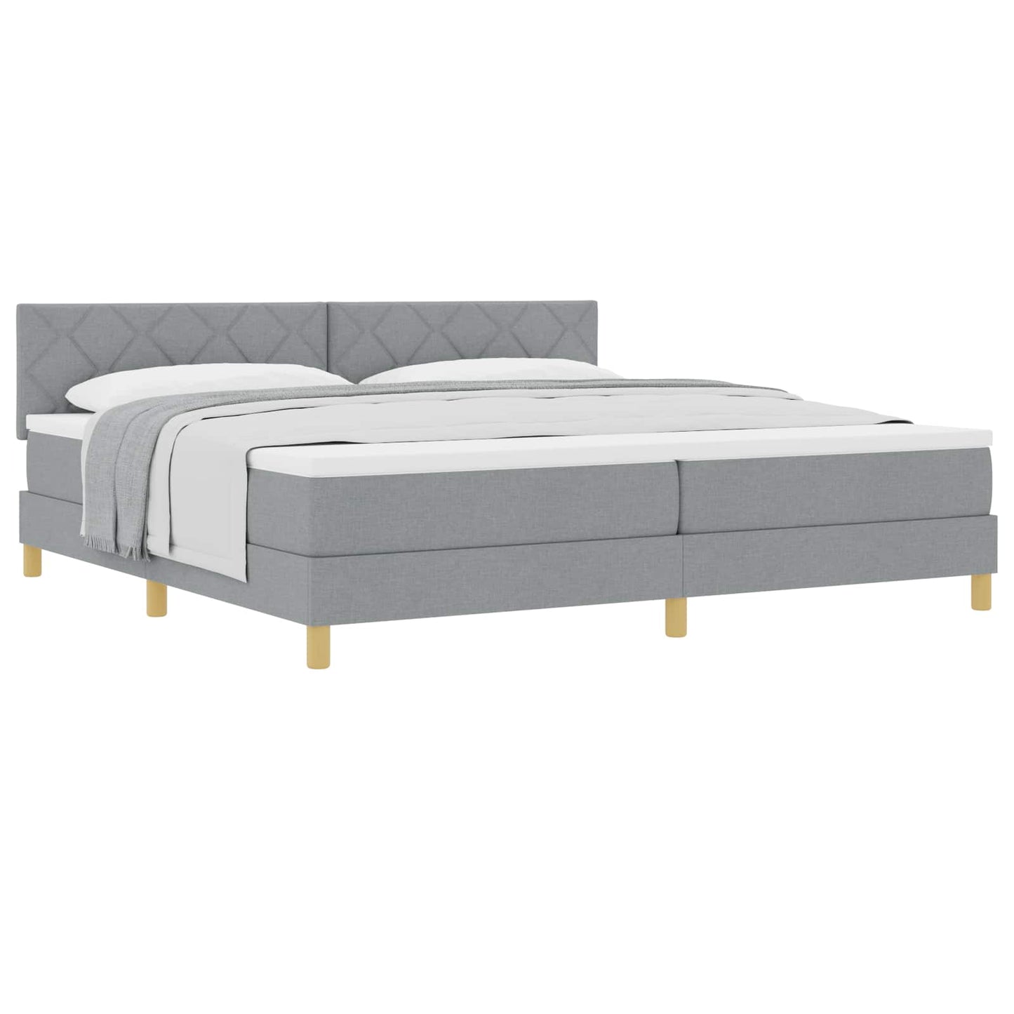 Letto a molle con cuscino Grigio chiaro 200 x 200 cm Tessuto | homemem39