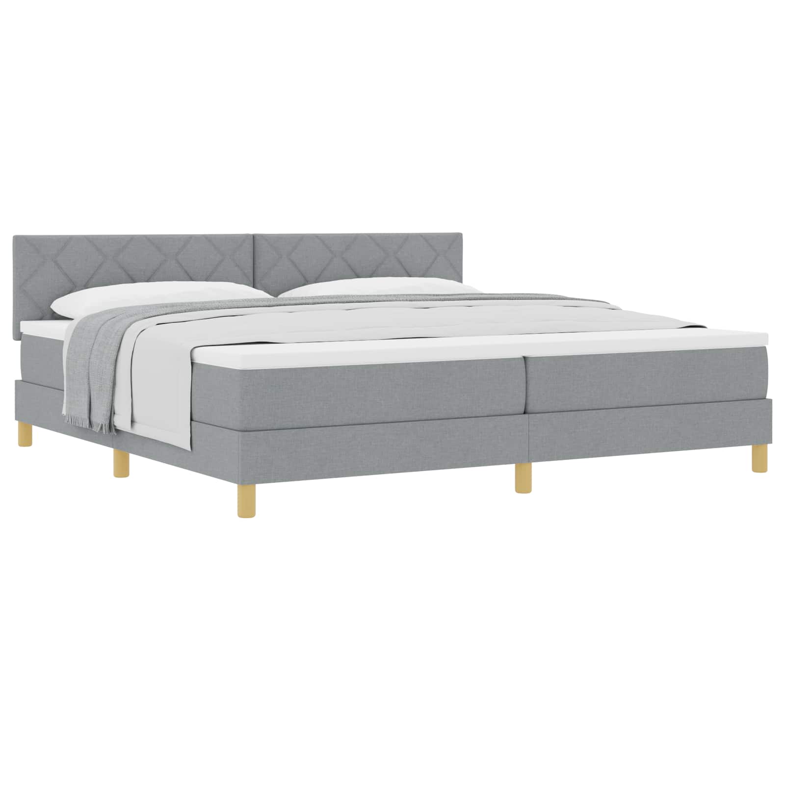 Letto a molle con cuscino Grigio chiaro 200 x 200 cm Tessuto | homemem39