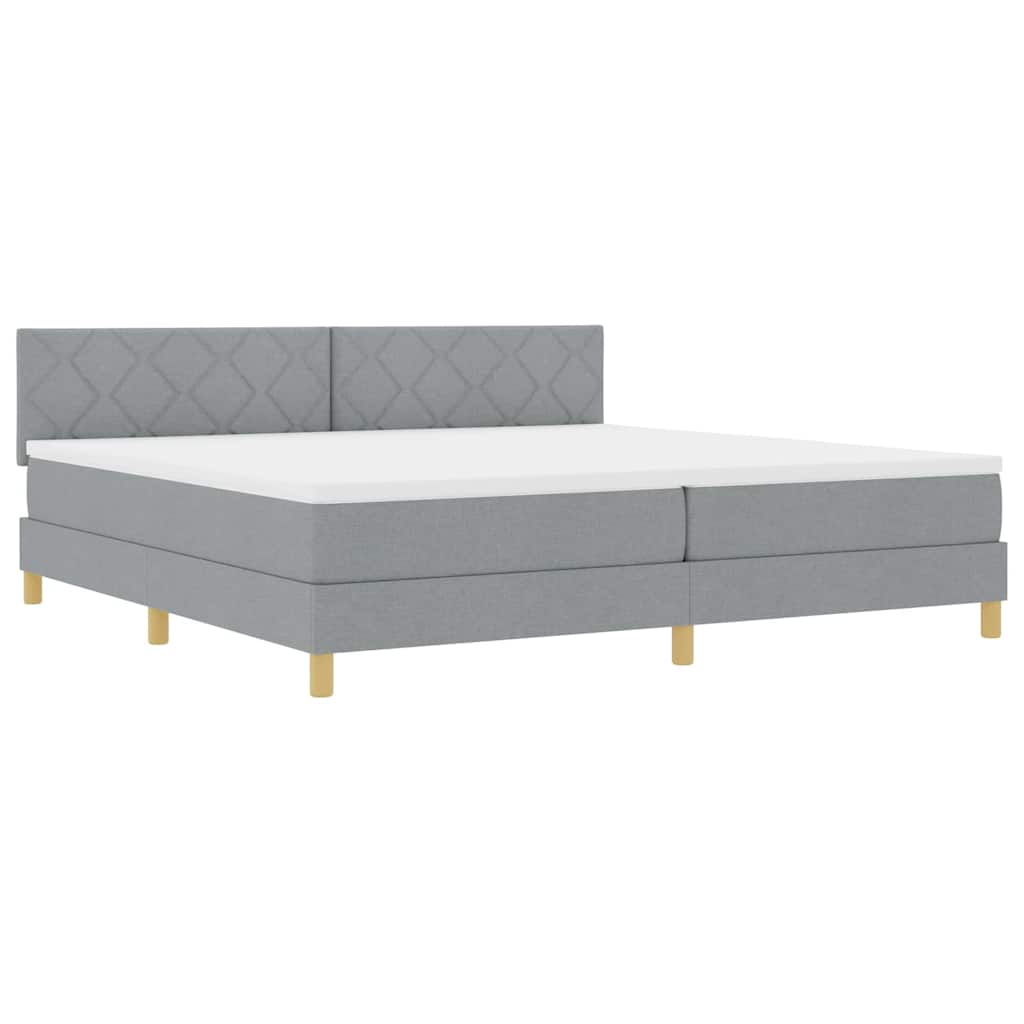 Letto a molle con cuscino Grigio chiaro 200 x 200 cm Tessuto | homemem39