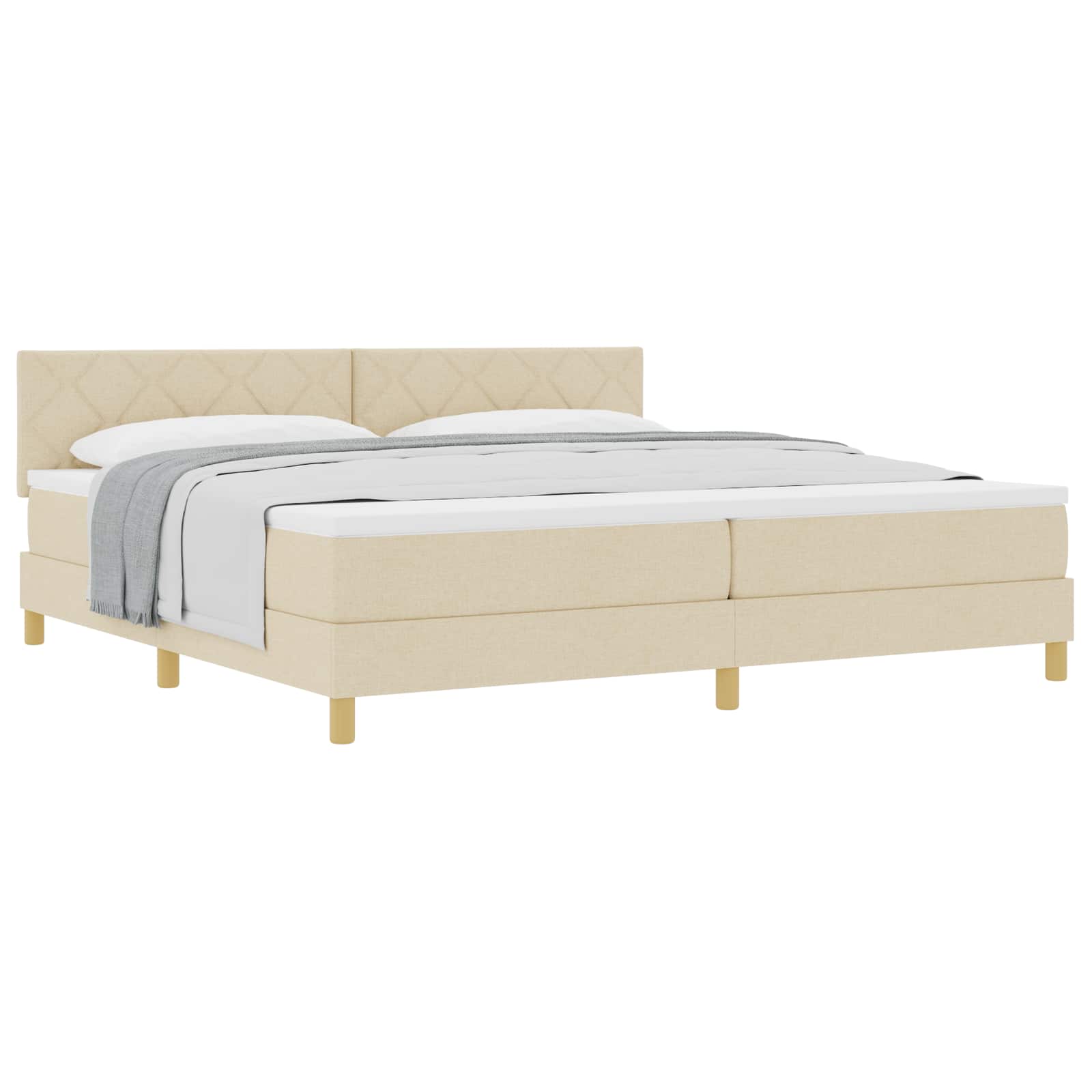 Letto a molle con cuscino Crema 200 x 200 cm Tessuto | homemem39