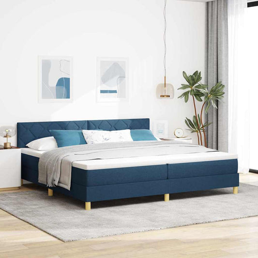 Letto a molle con cuscino con testiera Blu 200 x 200 cm Tessuto - homemem39