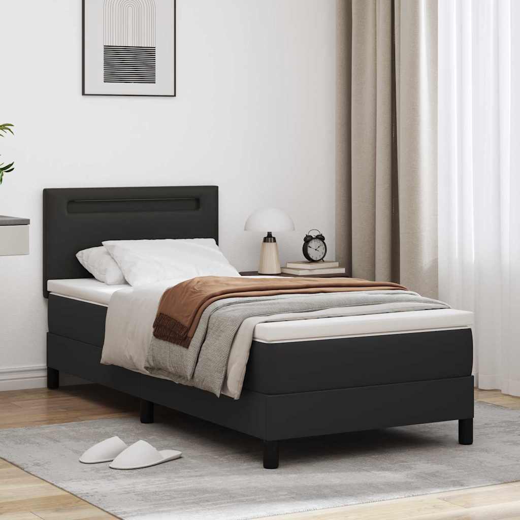 Struttura letto con materasso Nero 90 x 190 cm Pelle sintetica