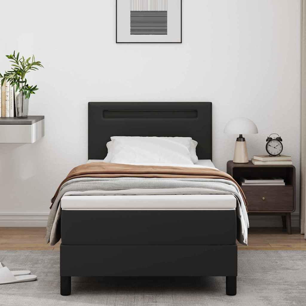 Struttura letto con materasso Nero 90 x 190 cm Pelle sintetica