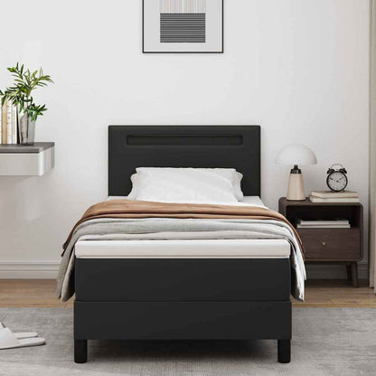 Struttura letto con materasso Nero 90 x 190 cm Pelle sintetica
