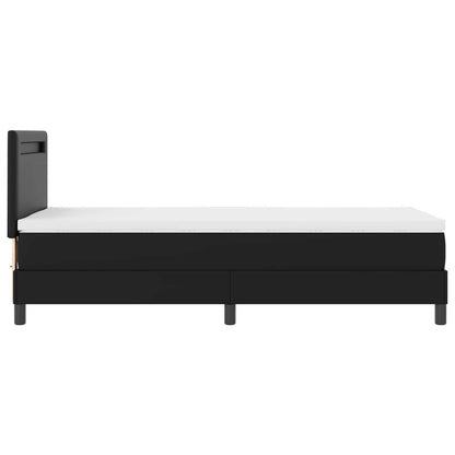 Letto a molle con strisce LED Nero 90 x 190 cm Pelle sintetica | homemem39