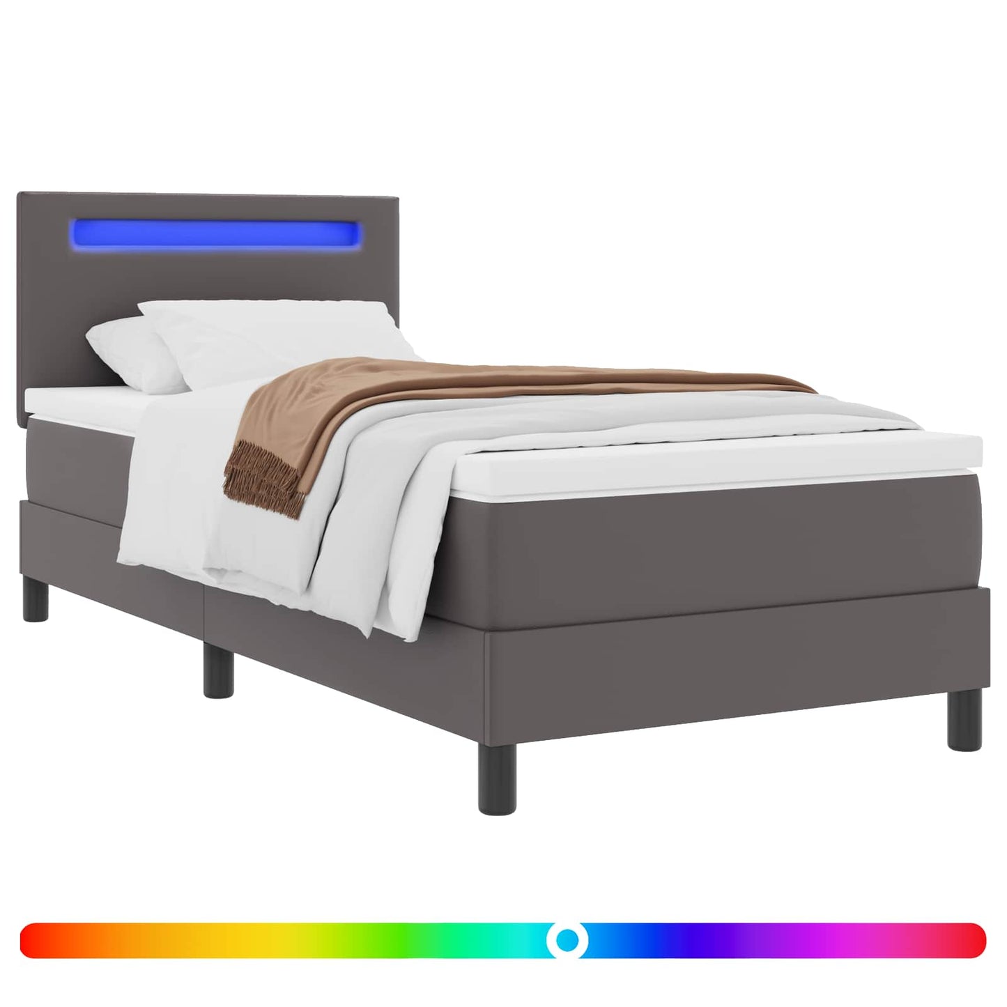 Letto a molle con materasso Grigio 90 x 190 cm Pelle sintetica | homemem39