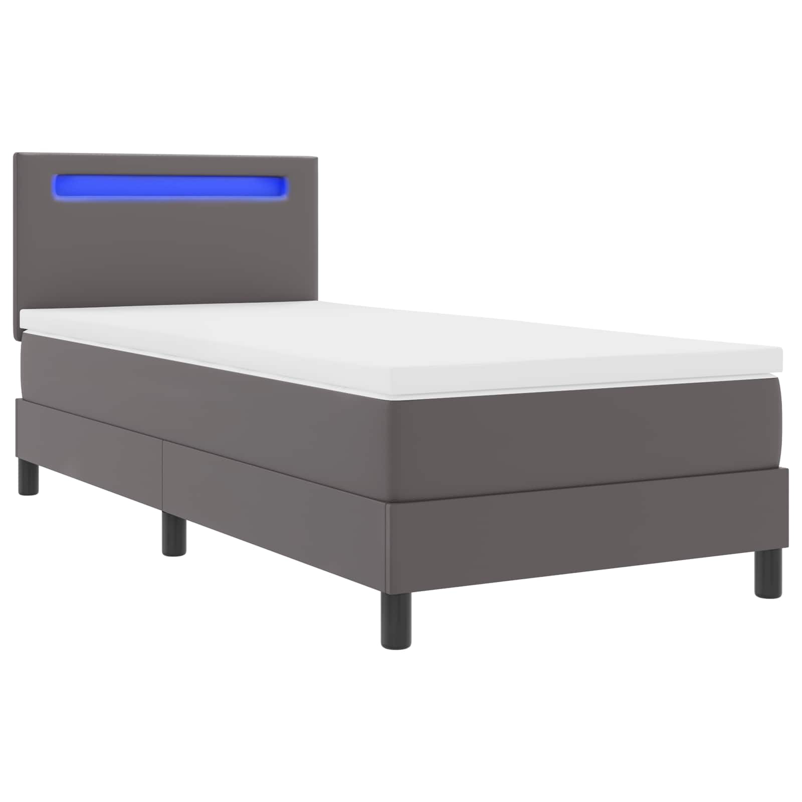Letto a molle con materasso Grigio 90 x 190 cm Pelle sintetica | homemem39