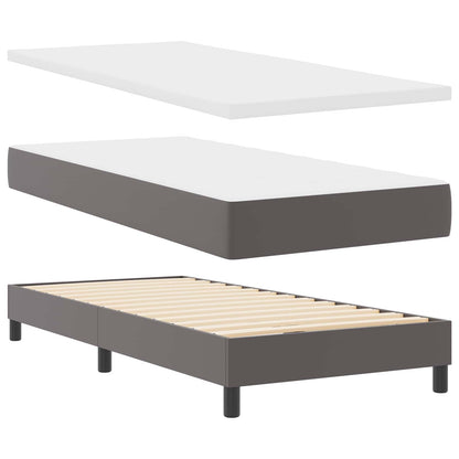 Letto a molle con materasso Grigio 90 x 190 cm Pelle sintetica | homemem39