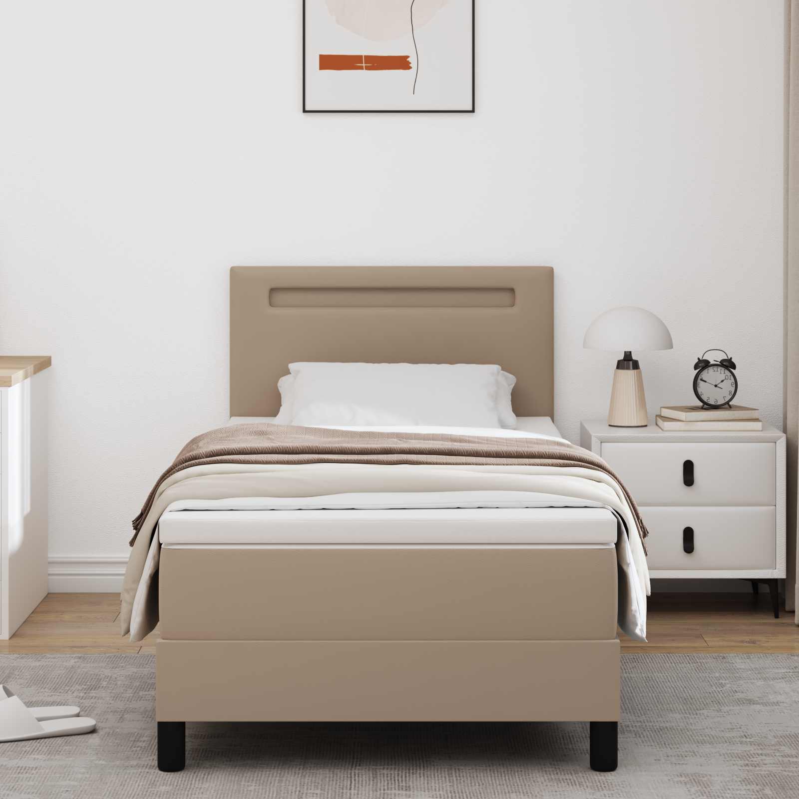 Letto a molle Cappuccino 90 x 190 cm Pelle sintetica | homemem39