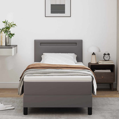 Letto a molle con materasso Grigio 90 x 200 cm Pelle sintetica | homemem39