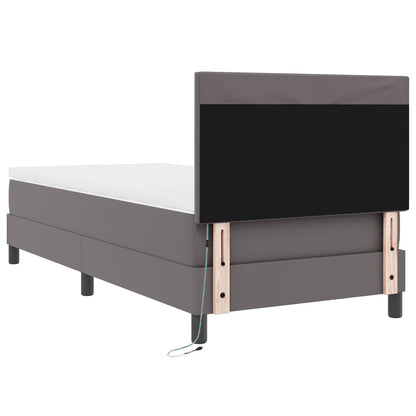 Letto a molle con materasso Grigio 90 x 200 cm Pelle sintetica | homemem39