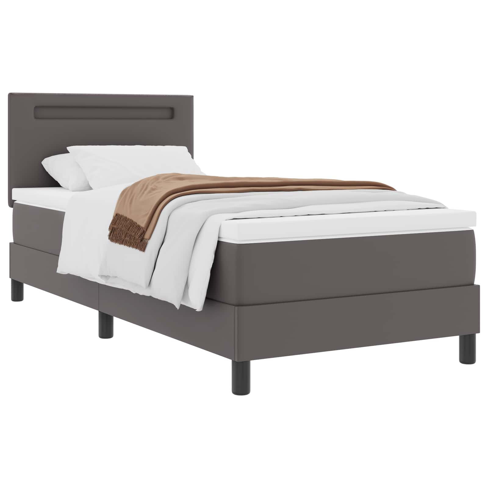 Letto a molle con materasso Grigio 90 x 200 cm Pelle sintetica | homemem39