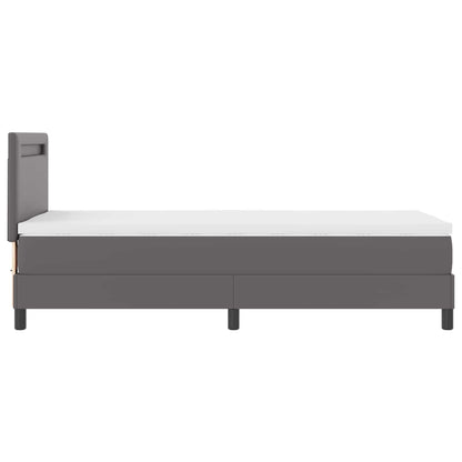 Letto a molle con materasso Grigio 90 x 200 cm Pelle sintetica | homemem39