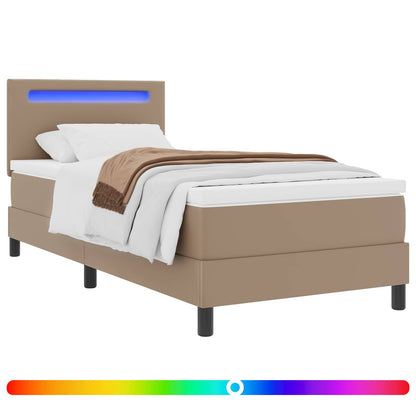 Letto a molle Cappuccino 90 x 200 cm Pelle sintetica | homemem39