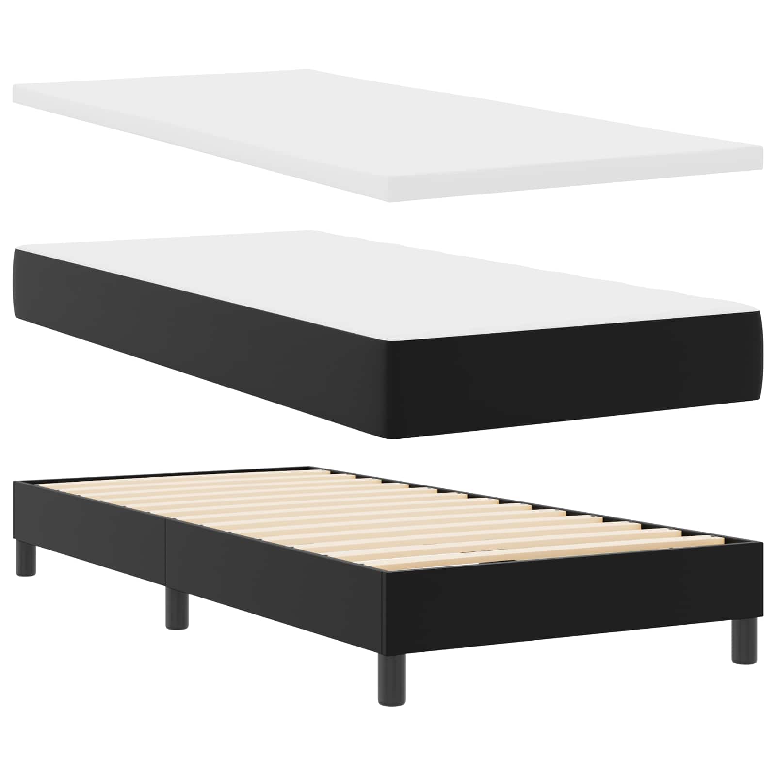 Letto a molle con materasso Nero 100 x 200 cm Pelle sintetica | homemem39