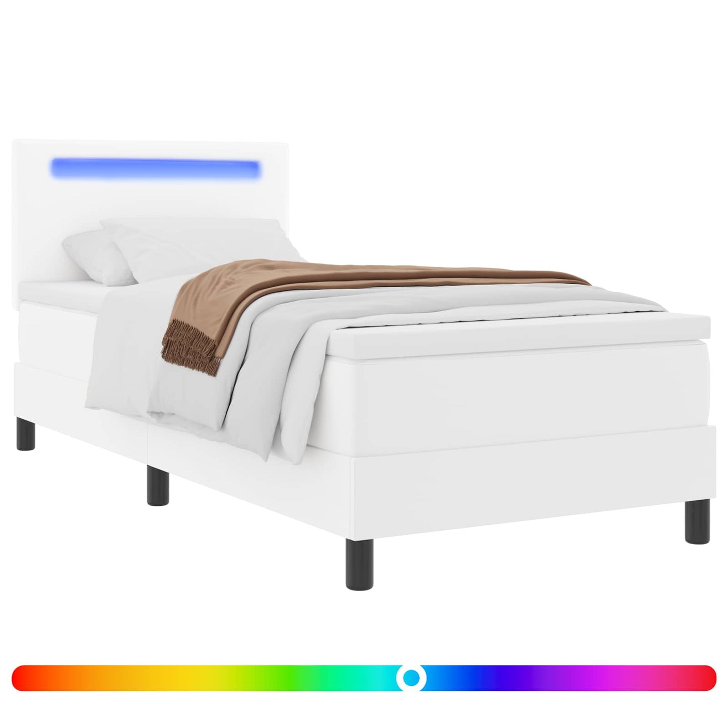 Letto a molle con materasso Bianco 100 x 200 cm Pelle sintetica | homemem39