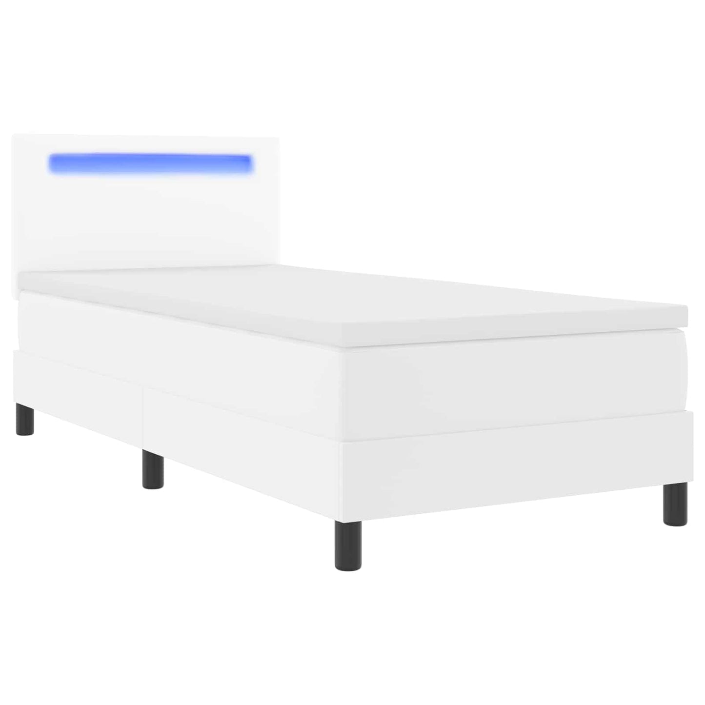 Letto a molle con materasso Bianco 100 x 200 cm Pelle sintetica | homemem39