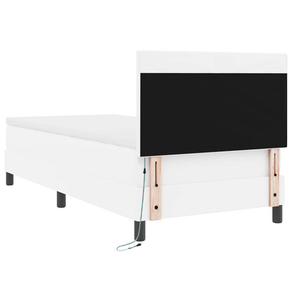 Letto a molle con materasso Bianco 100 x 200 cm Pelle sintetica | homemem39
