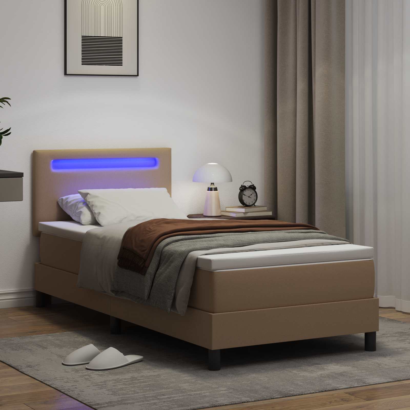 Letto a molle Cappuccino 100 x 200 cm Pelle sintetica | homemem39