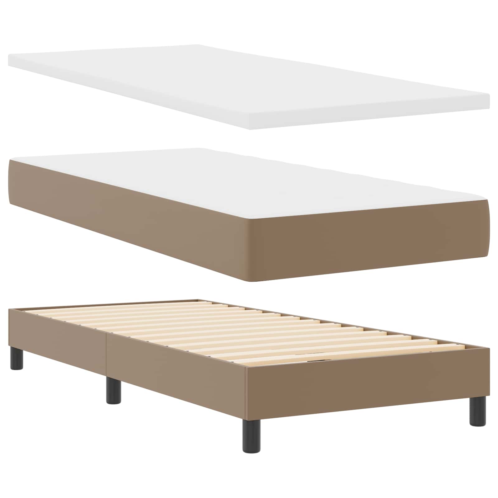 Letto a molle Cappuccino 100 x 200 cm Pelle sintetica | homemem39