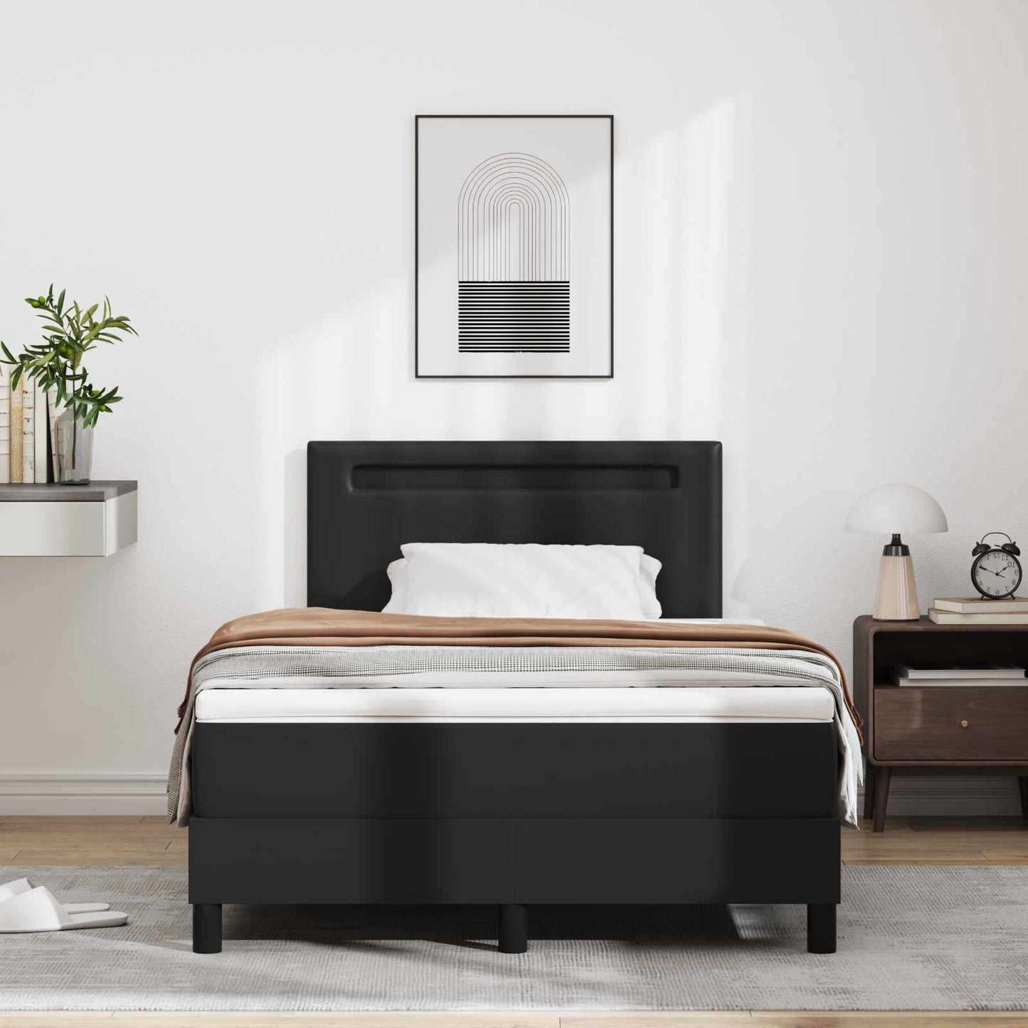 Letto a molle con materasso Nero 120 x 190 cm Pelle sintetica | homemem39
