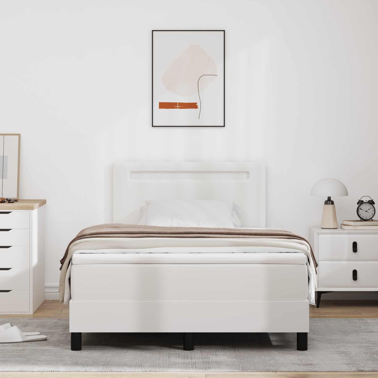 Letto a molle con materasso Bianco 120 x 190 cm Pelle sintetica | homemem39