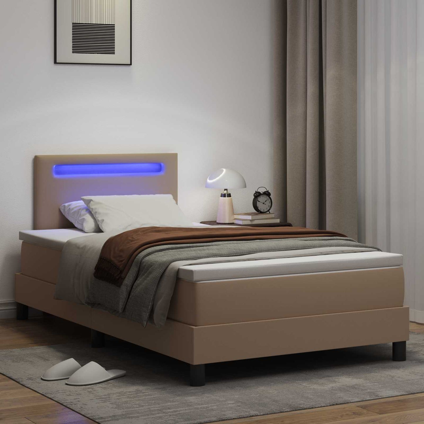 Letto a molle Cappuccino 120 x 190 cm Pelle sintetica | homemem39
