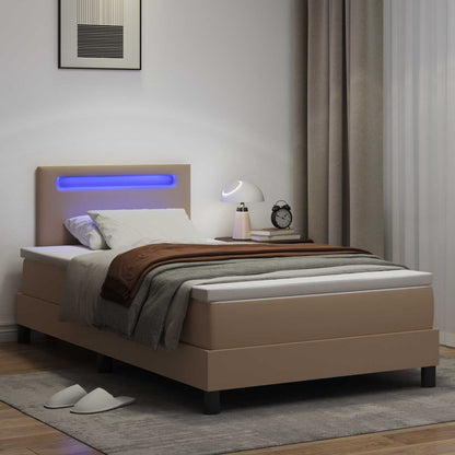Letto a molle Cappuccino 120 x 190 cm Pelle sintetica | homemem39