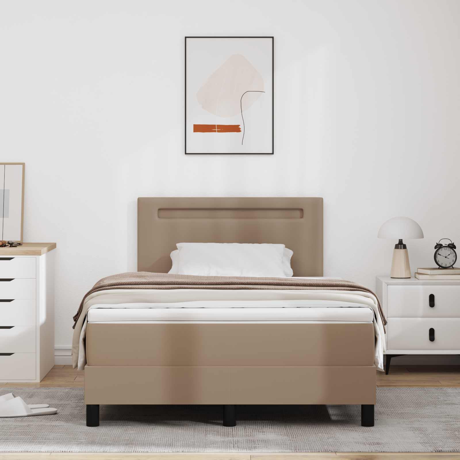 Letto a molle Cappuccino 120 x 190 cm Pelle sintetica | homemem39