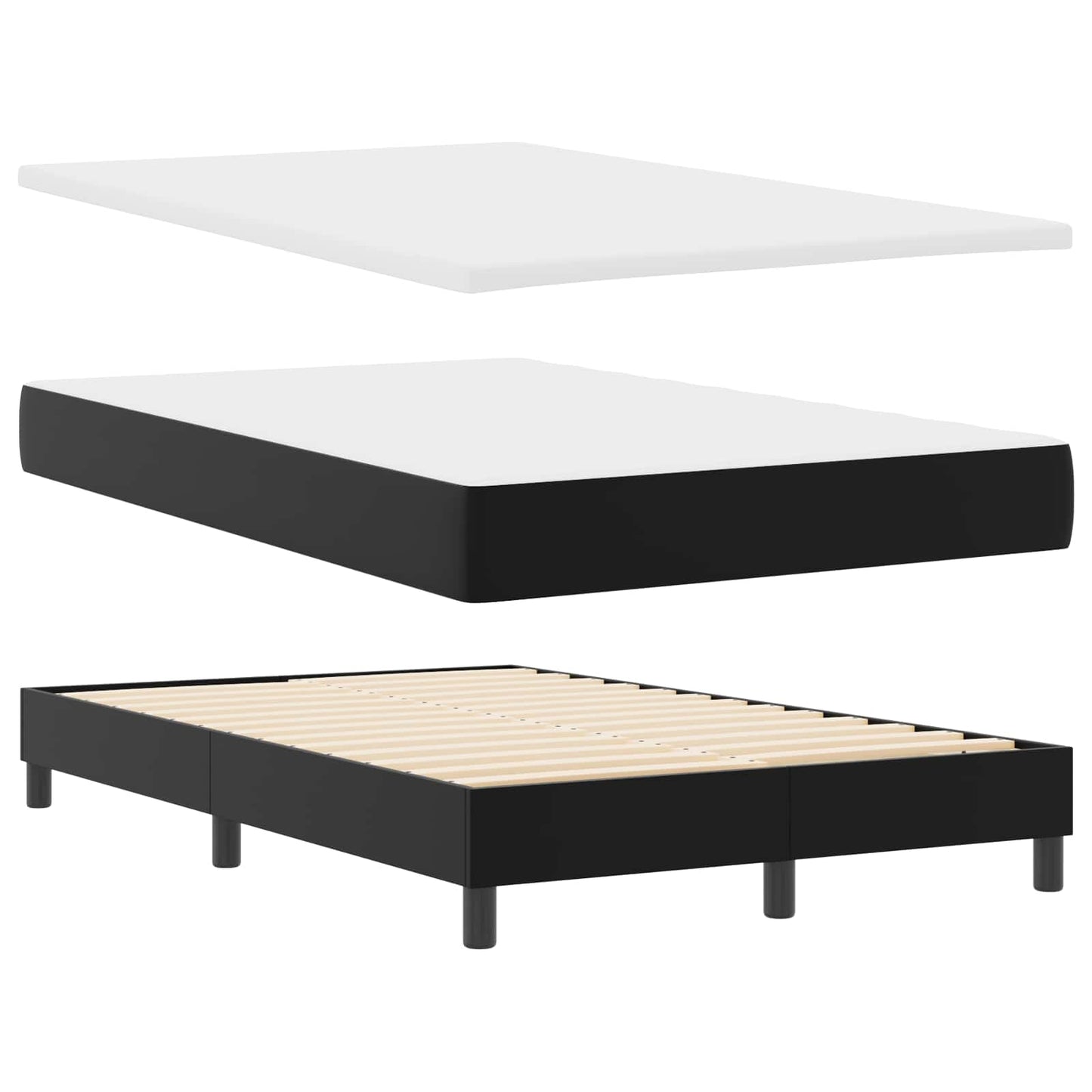 Letto a molle con materasso Nero 120 x 200 cm Pelle sintetica | homemem39