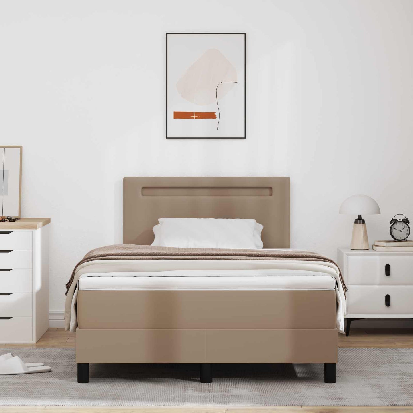 Letto a molle Cappuccino 120 x 200 cm Pelle sintetica | homemem39