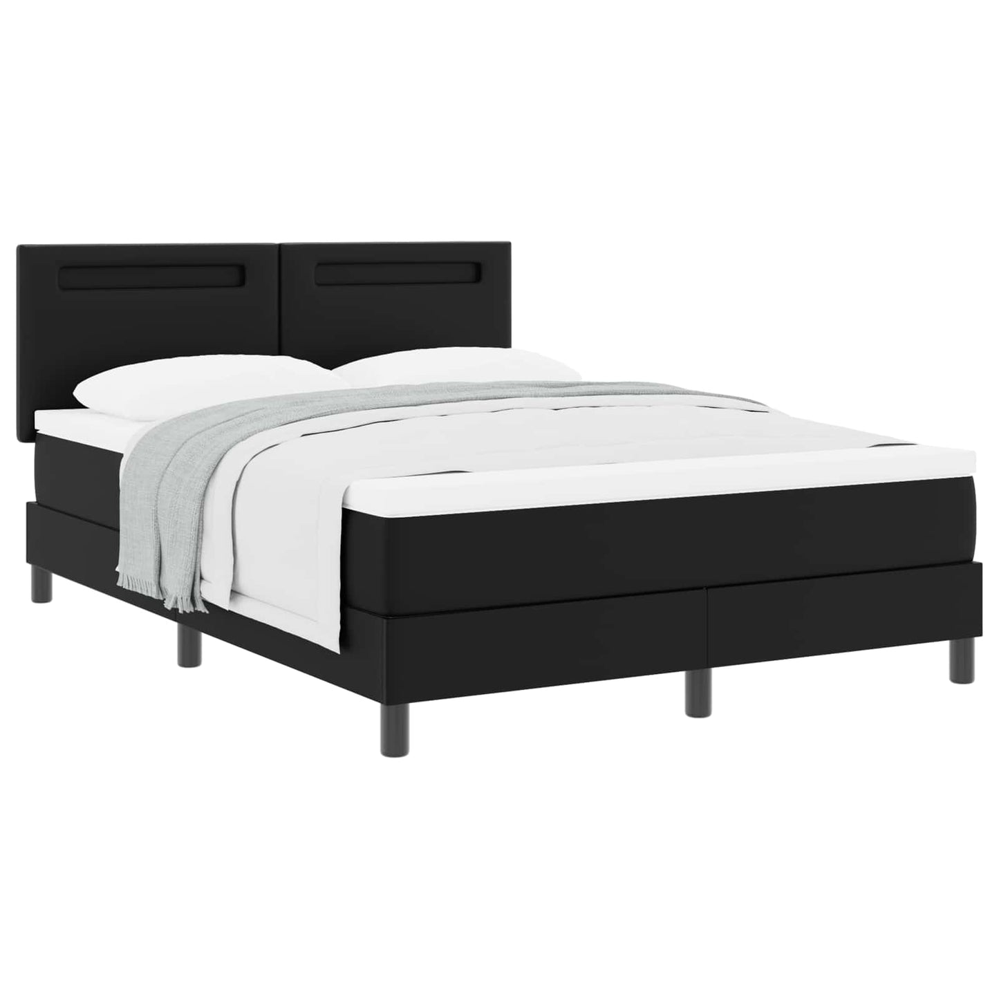 Letto a molle con materasso Nero 140 x 190 cm Pelle sintetica | homemem39