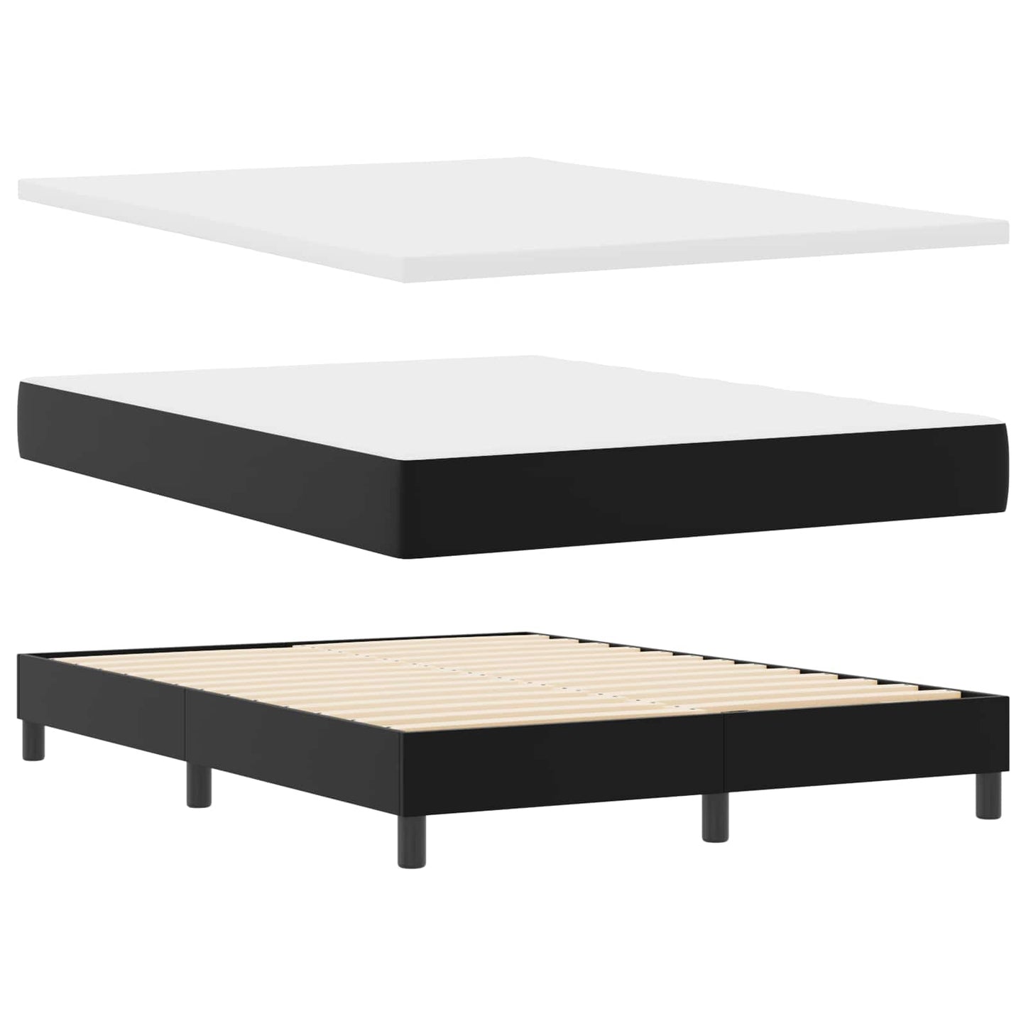 Letto a molle con materasso Nero 140 x 200 cm Pelle sintetica | homemem39