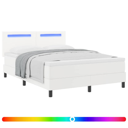Letto a molle con materasso Bianco 160 x 200 cm Pelle sintetica | homemem39