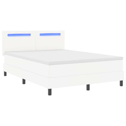 Letto a molle con materasso Bianco 160 x 200 cm Pelle sintetica | homemem39
